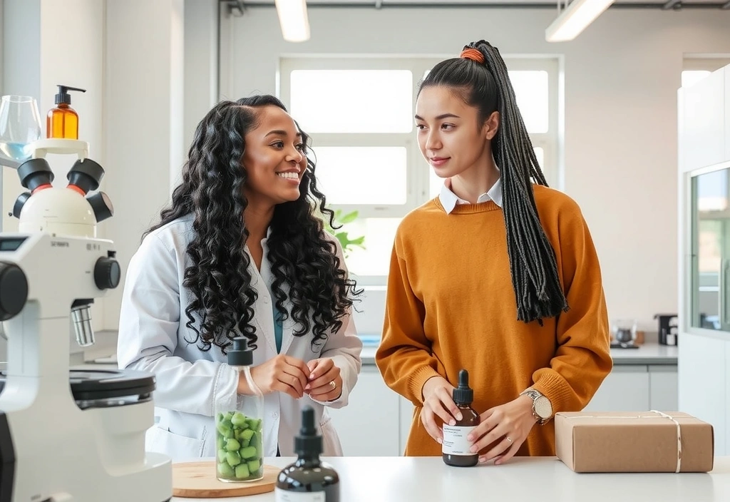 Founders collaborating in a modern, clean laboratory environment
