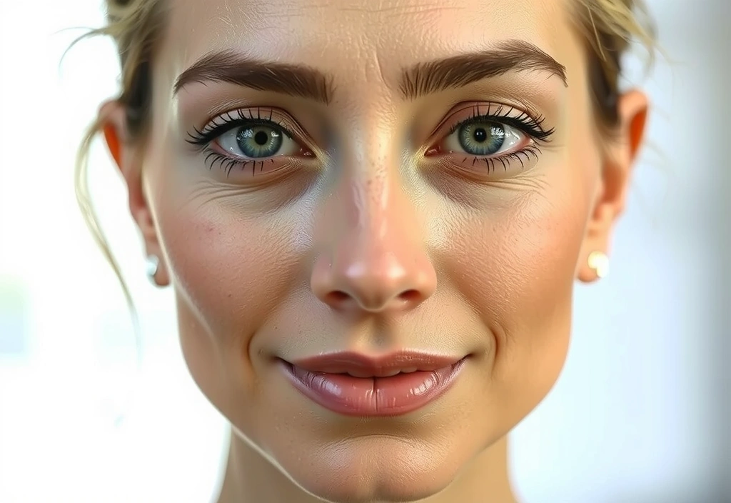 Beautiful woman with clear skin, natural makeup