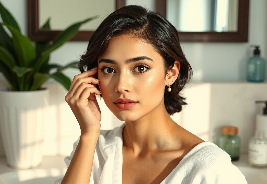 Woman applying natural skincare product